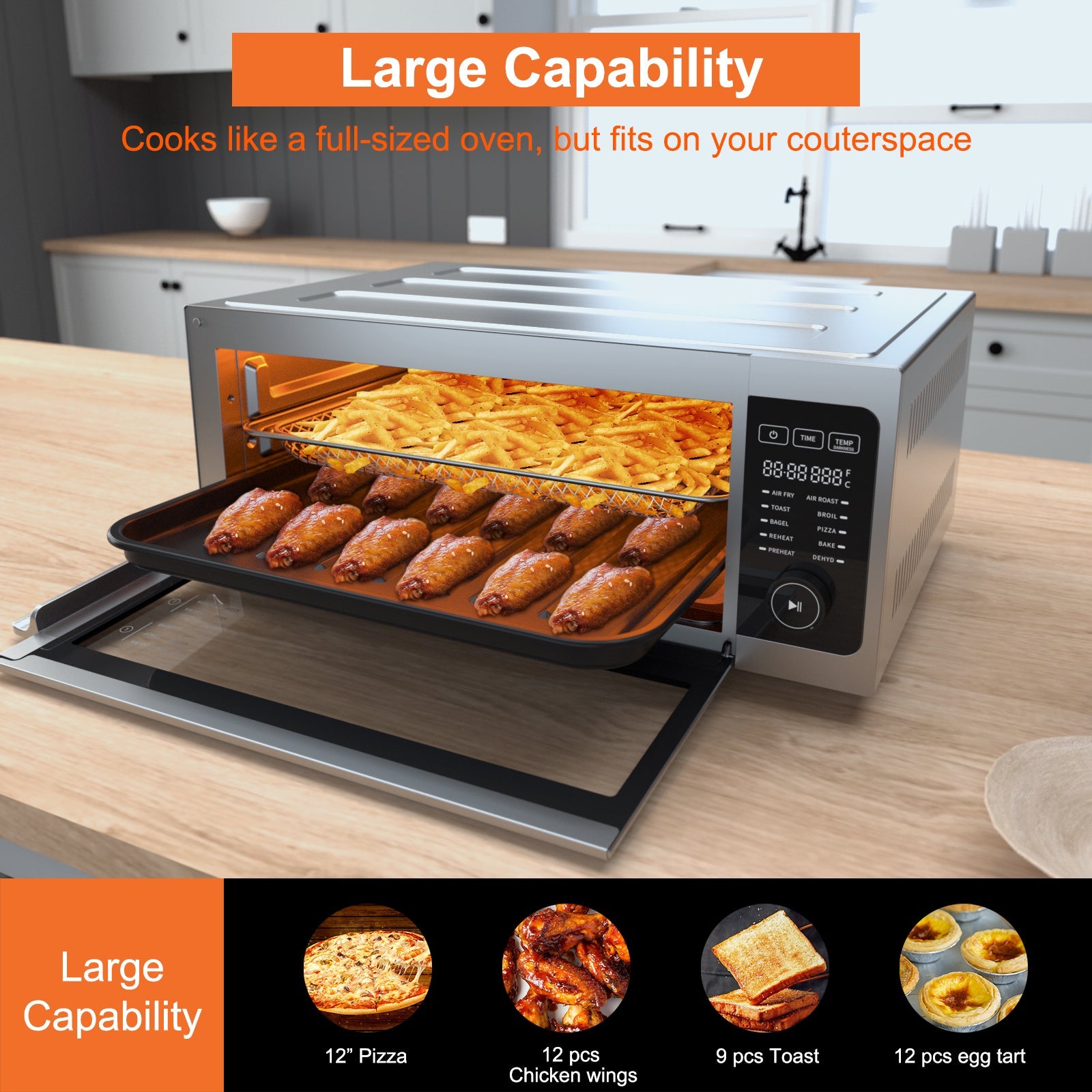 Air Fryer Toaster Oven Combo, 15-in-1 Airfryer Toaster Ovens