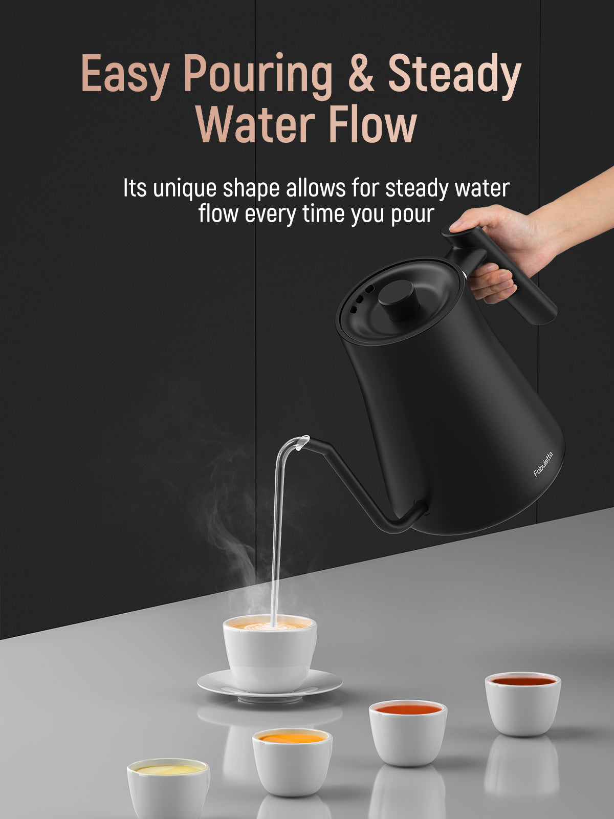 VEVOR 1L Electric Gooseneck Kettle 1200W Fast Heating Gooseneck Pour Over Coffee Tea Kettle 304 Food Grade Stainless Steel Hot Water Boiler Heater